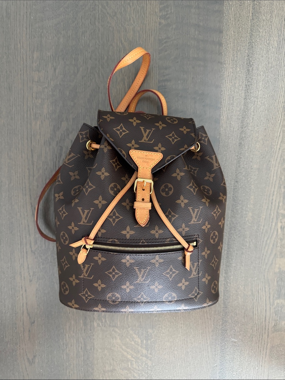 Louis Vuitton Monogram Canvas Backpack with Natural Leather Trim
